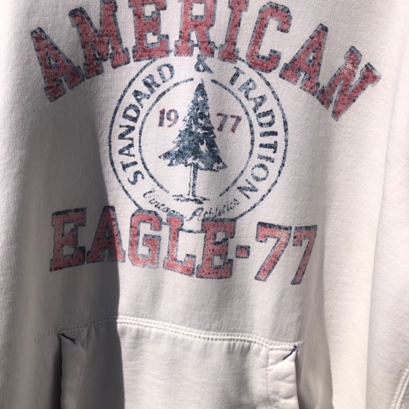 American eagle 77 large white 100% cotton vintage hoody - Picture 12 of 15